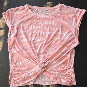 Pink Camouflage Knot Front Women's Top
